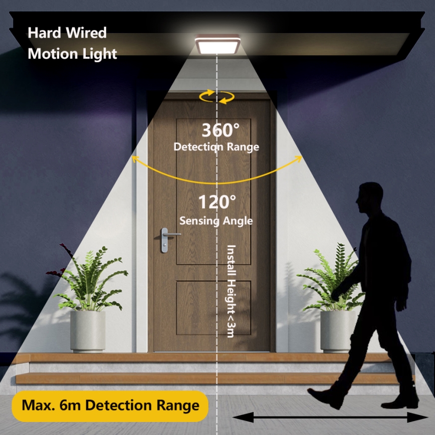 Brilagi - LED-Außen-Deckenleuchte mit Sensor BENE LED/24W/230V 26x26 cm braun IP54