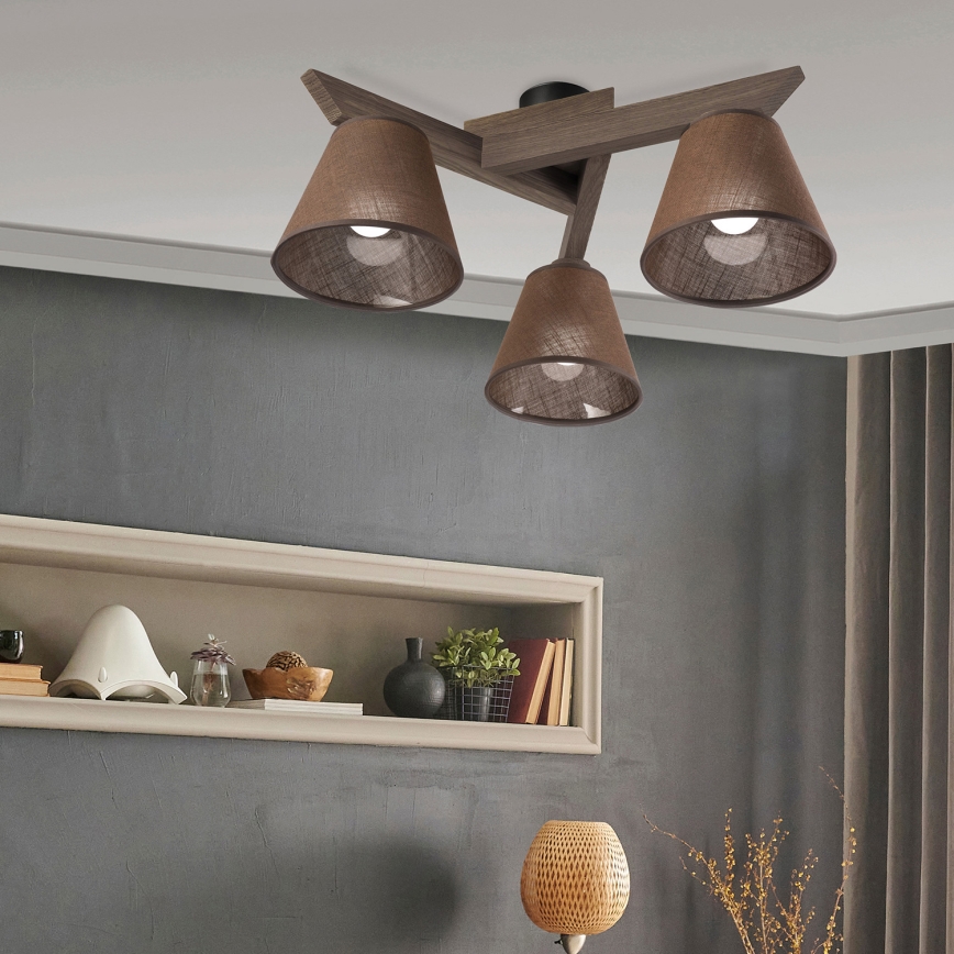 Brilagi - LED Deckenleuchte ANTHONY 3xE14/40W/230V Eiche Nussbaum/Braun