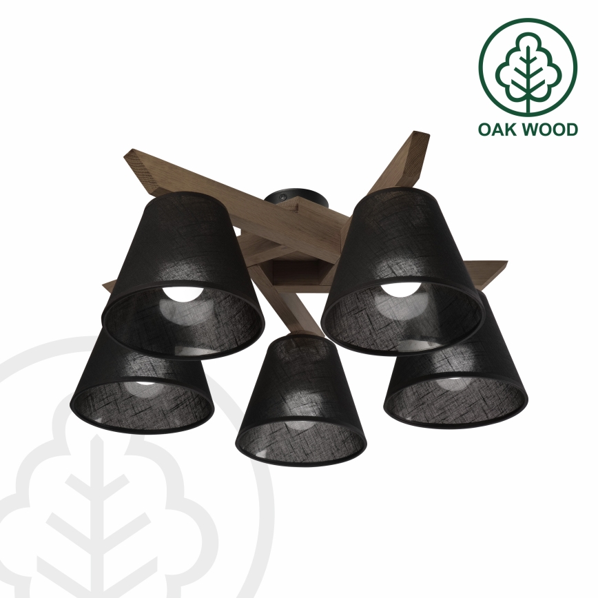 Brilagi - LED Deckenleuchte ANTHONY 5xE14/40W/230V Eiche Nussbaum/Schwarz