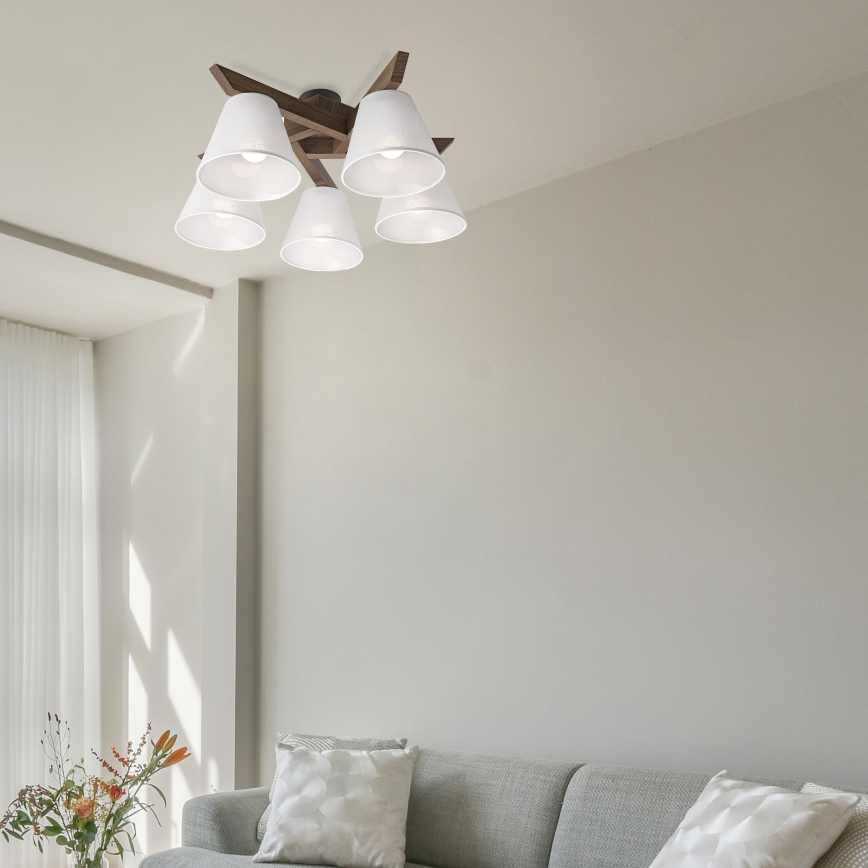 Brilagi - LED Deckenleuchte ANTHONY 5xE14/40W/230V Eiche Nussbaum/Weiß