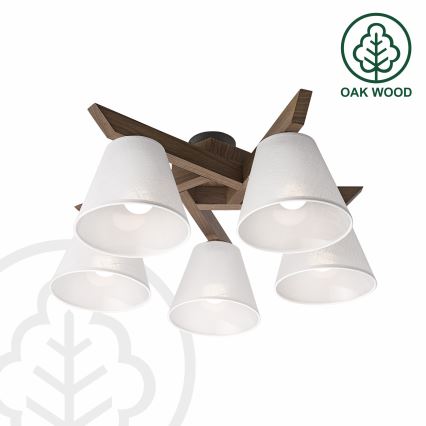 Brilagi - LED Deckenleuchte ANTHONY 5xE14/40W/230V Eiche Nussbaum/Weiß