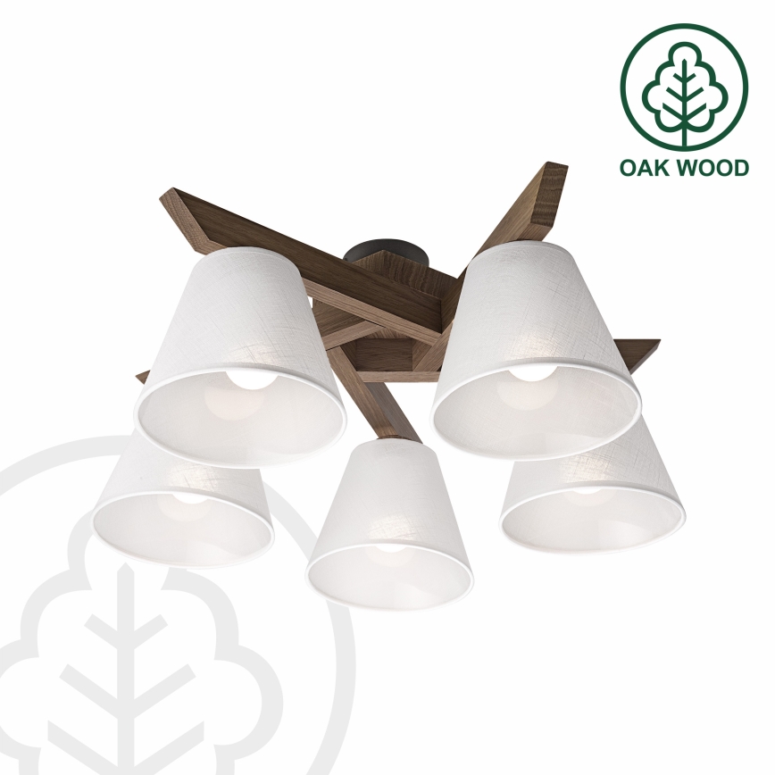 Brilagi - LED Deckenleuchte ANTHONY 5xE14/40W/230V Eiche Nussbaum/Weiß