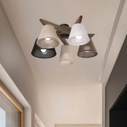 Brilagi - LED Deckenleuchte ANTHONY 5xE14/40W/230V Eiche Nussbaum