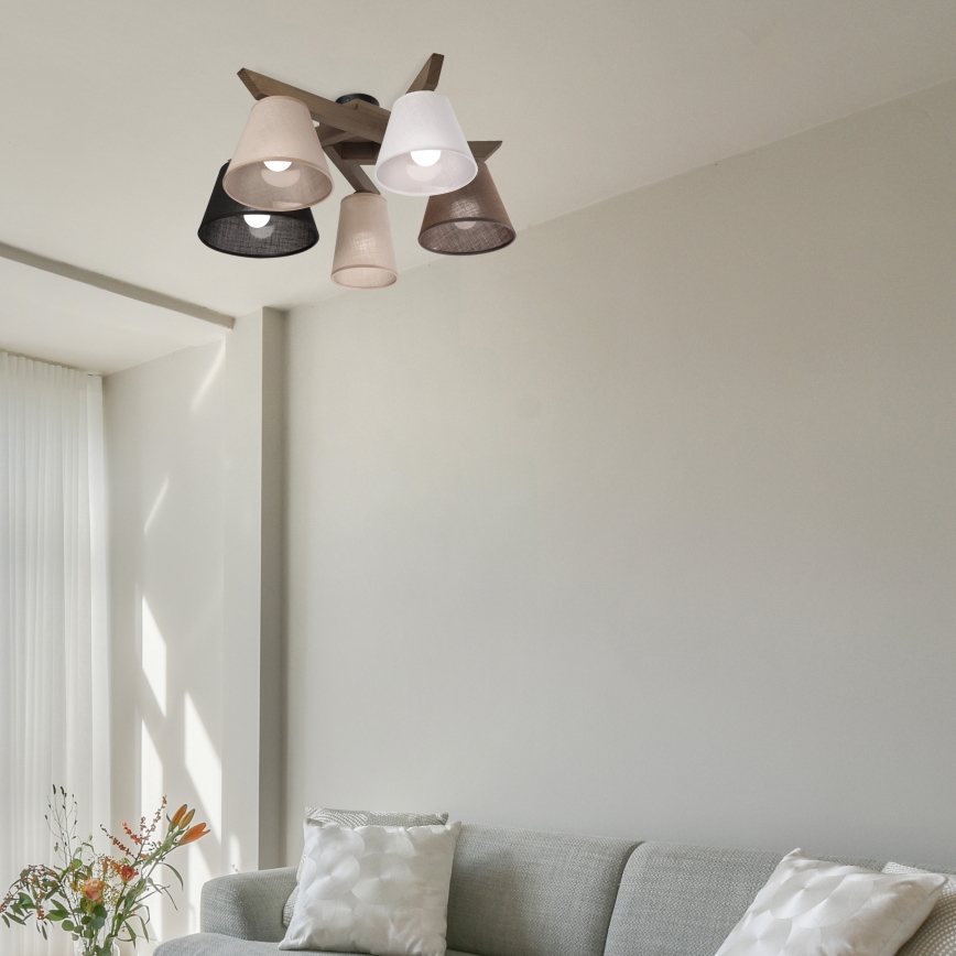 Brilagi - LED Deckenleuchte ANTHONY 5xE14/40W/230V Eiche Nussbaum