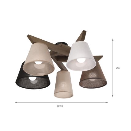 Brilagi - LED Deckenleuchte ANTHONY 5xE14/40W/230V Eiche Nussbaum