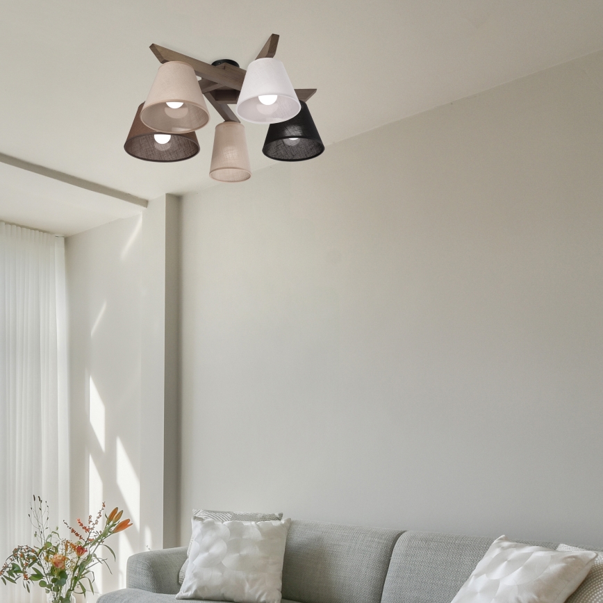 Brilagi - LED Deckenleuchte ANTHONY 5xE14/40W/230V Eiche Nussbaum