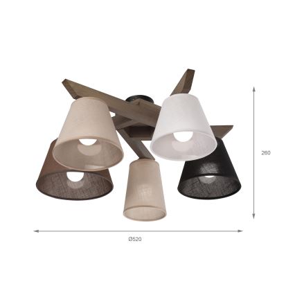 Brilagi - LED Deckenleuchte ANTHONY 5xE14/40W/230V Eiche Nussbaum