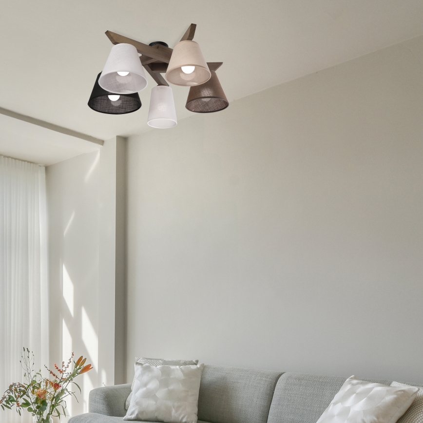 Brilagi - LED Deckenleuchte ANTHONY 5xE14/40W/230V Eiche Nussbaum