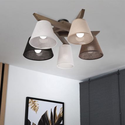 Brilagi - LED Deckenleuchte ANTHONY 5xE14/40W/230V Eiche Nussbaum