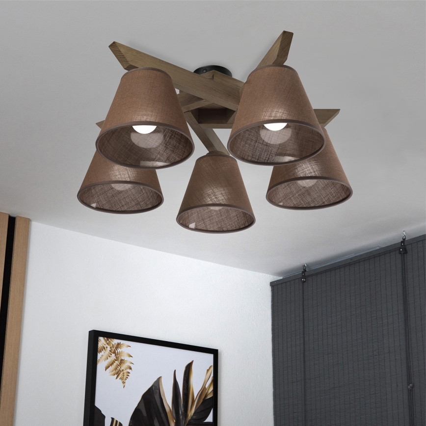 Brilagi - LED Deckenleuchte ANTHONY 5xE14/40W/230V Eiche Nussbaum/Braun