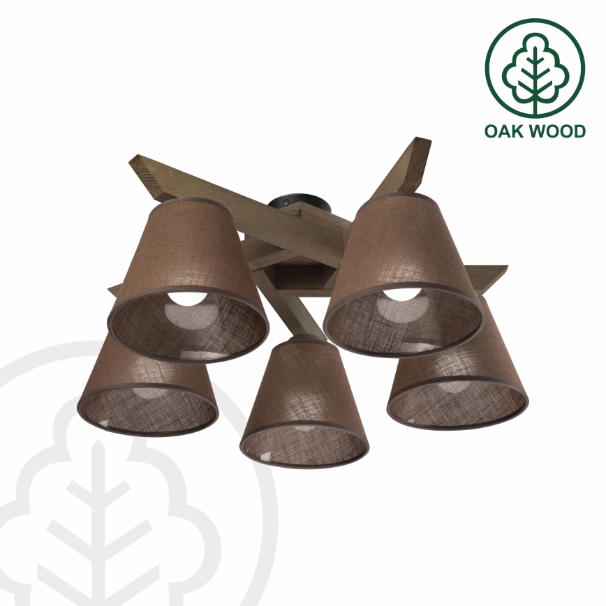 Brilagi - LED Deckenleuchte ANTHONY 5xE14/40W/230V Eiche Nussbaum/Braun