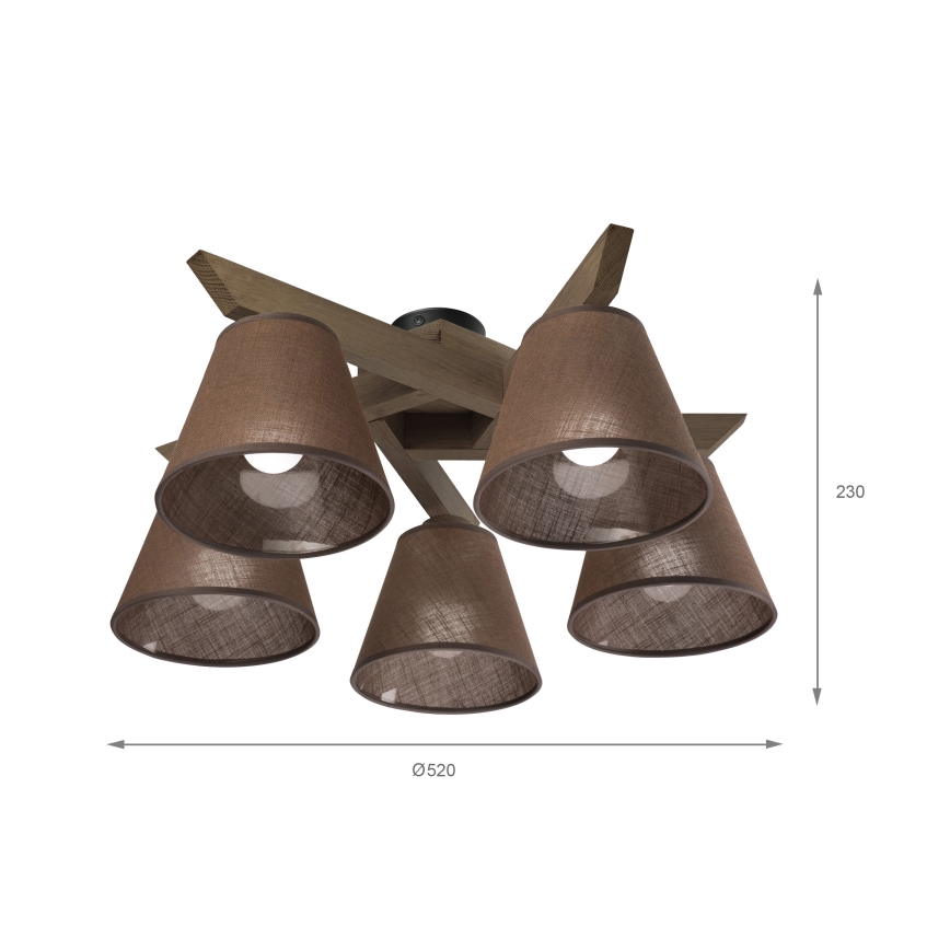 Brilagi - LED Deckenleuchte ANTHONY 5xE14/40W/230V Eiche Nussbaum/Braun