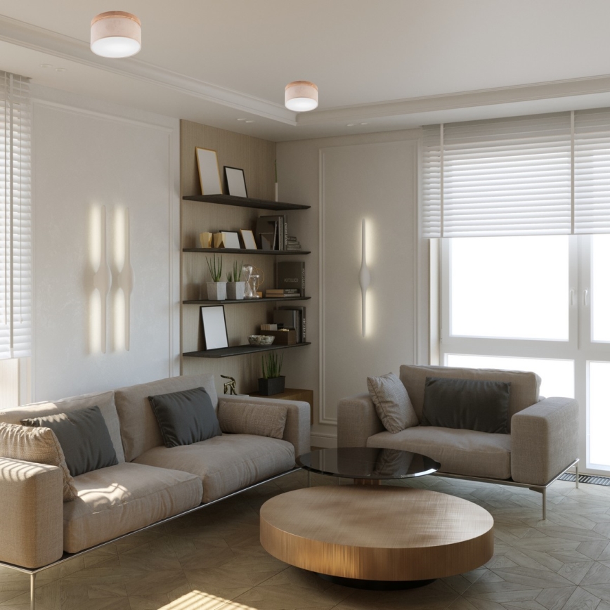 Brilagi - LED Deckenleuchte BELLADONNA 1xE27/15W/230V Ø 30 cm Beige/Eiche