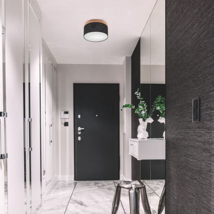 Brilagi - LED Deckenleuchte BELLADONNA 1xE27/15W/230V Ø 30 cm Schwarz/Eiche