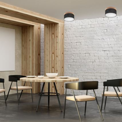 Brilagi - LED Deckenleuchte BELLADONNA 1xE27/15W/230V Ø 30 cm Schwarz/Eiche