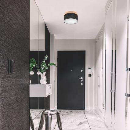 Brilagi - LED Deckenleuchte BELLADONNA 1xE27/15W/230V Ø 30 cm Schwarz/Kiefer