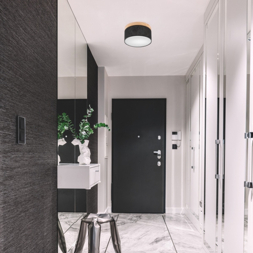 Brilagi - LED Deckenleuchte BELLADONNA 1xE27/15W/230V Ø 30 cm Schwarz/Kiefer