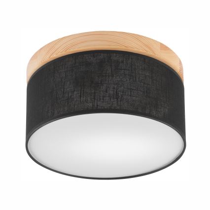 Brilagi - LED Deckenleuchte BELLADONNA 1xE27/15W/230V Ø 30 cm Schwarz/Kiefer