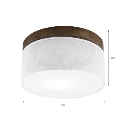 Brilagi - LED Deckenleuchte BELLADONNA 1xE27/15W/230V Ø 30 cm Weiß/Eiche Nussbaum