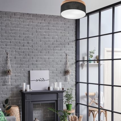 Brilagi - LED Deckenleuchte BELLADONNA 2xE27/15W/230V Ø 40 cm Schwarz/Eiche