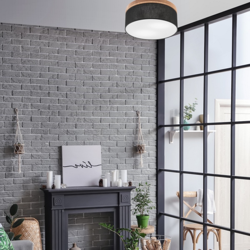 Brilagi - LED Deckenleuchte BELLADONNA 2xE27/15W/230V Ø 40 cm Schwarz/Eiche