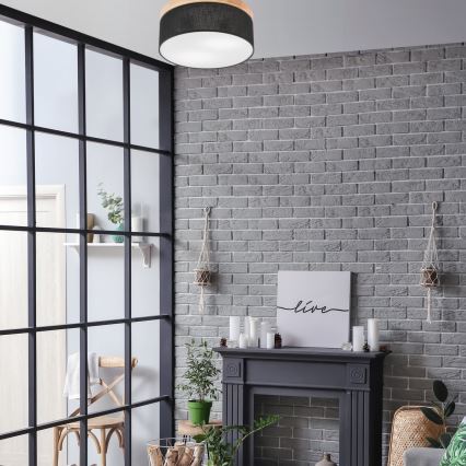 Brilagi - LED Deckenleuchte BELLADONNA 2xE27/15W/230V Ø 40 cm Schwarz/Kiefer