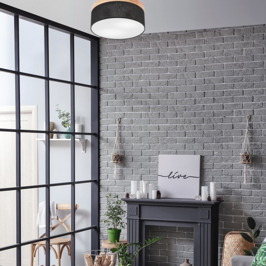 Brilagi - LED Deckenleuchte BELLADONNA 2xE27/15W/230V Ø 40 cm Schwarz/Kiefer