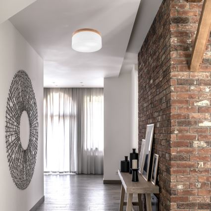 Brilagi - LED Deckenleuchte BELLADONNA 2xE27/15W/230V Ø 40 cm Weiß/Eiche