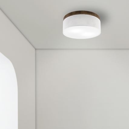 Brilagi - LED Deckenleuchte BELLADONNA 2xE27/15W/230V Ø 40 cm weiß/Eiche Nussbaum