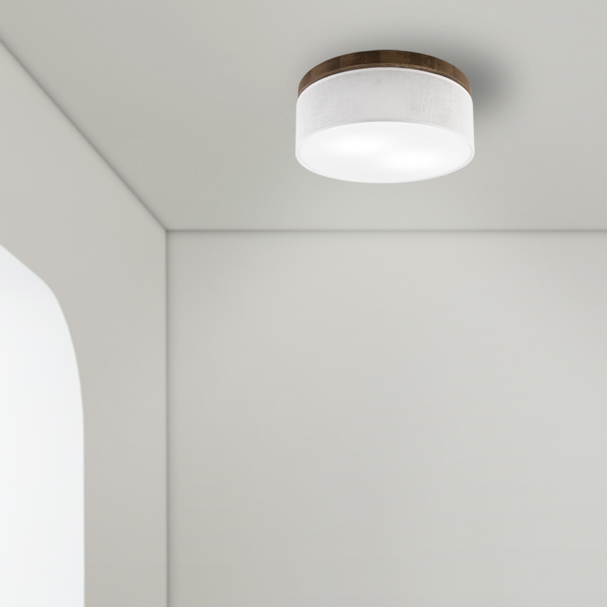 Brilagi - LED Deckenleuchte BELLADONNA 2xE27/15W/230V Ø 40 cm weiß/Eiche Nussbaum