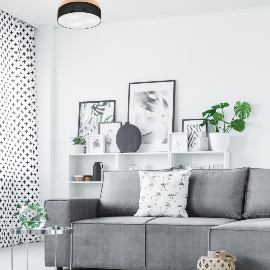 Brilagi - LED Deckenleuchte BELLADONNA 3xE27/15W/230V d 50 cm schwarz/Kiefer