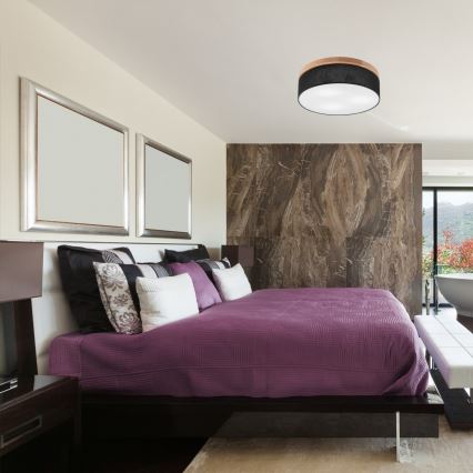 Brilagi - LED Deckenleuchte BELLADONNA 3xE27/15W/230V Ø 50 cm Schwarz/Eiche