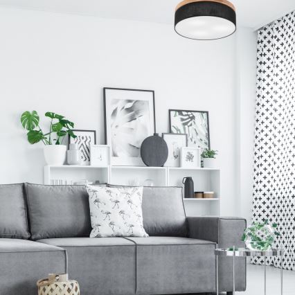 Brilagi - LED Deckenleuchte BELLADONNA 3xE27/15W/230V Ø 50 cm Schwarz/Eiche