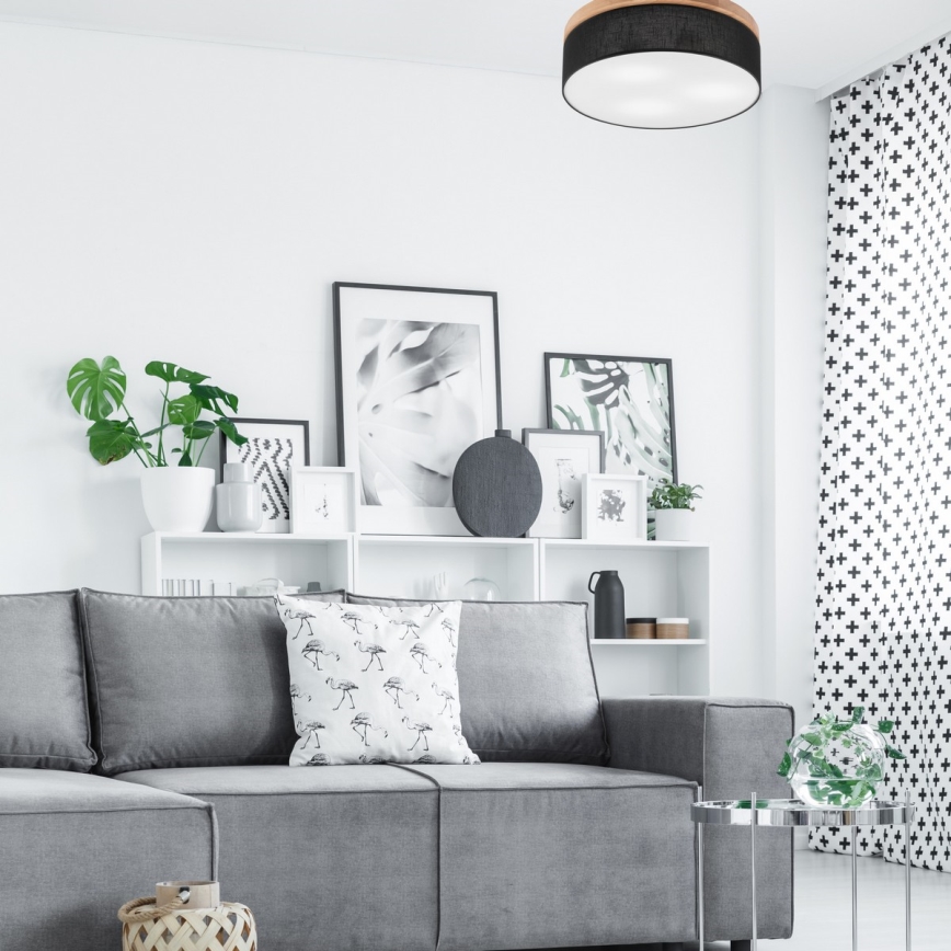 Brilagi - LED Deckenleuchte BELLADONNA 3xE27/15W/230V Ø 50 cm Schwarz/Eiche