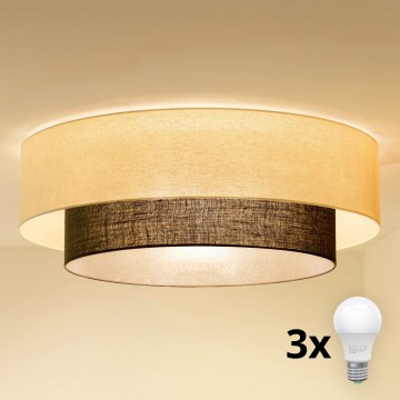Brilagi - LED-Deckenleuchte BOHO-STIL 3xE27/15W/230V Ø 80 cm creme/braun