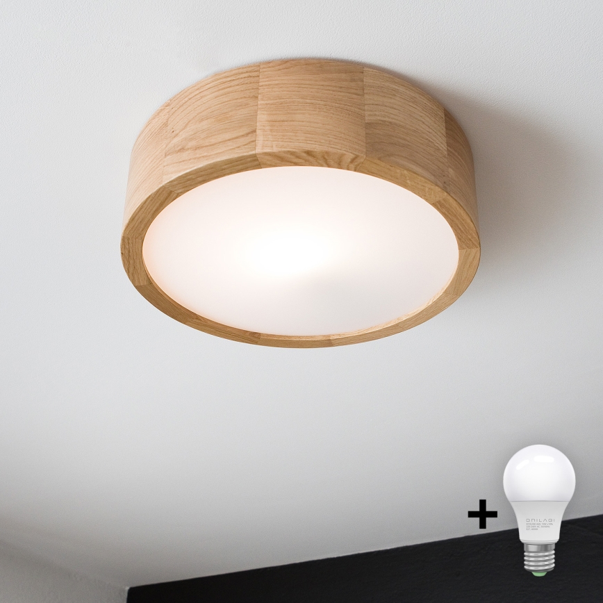 Brilagi - LED-Deckenleuchte CARVALHO 1xE27/60W/230V Eiche d 27,5 cm