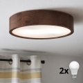 BRILAGI - LED-Deckenleuchte CARVALHO 2xE27/15W/230V Eiche/Nussbaum Ø 37 cm