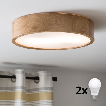 Brilagi - LED-Deckenleuchte CARVALHO 2xE27/15W/230V Eiche Ø 37,5 cm