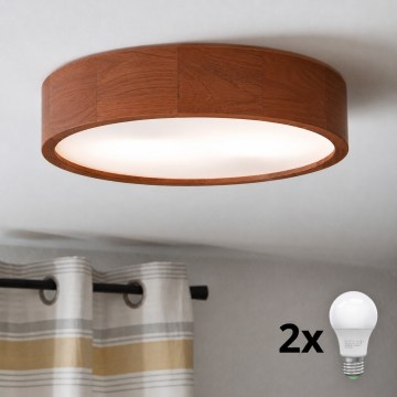 Brilagi - LED-Deckenleuchte CARVALHO 2xE27/30W/230V Eiche/Kirsche Ø 37 cm