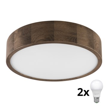 Brilagi - LED Deckenleuchte CARVALHO 2xE27/60W/230V Eiche d 37 cm