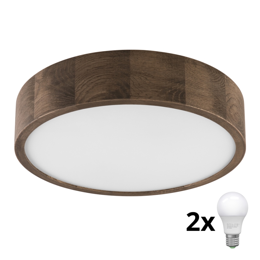 Brilagi - LED Deckenleuchte CARVALHO 2xE27/60W/230V Eiche d 37 cm