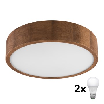 Brilagi - LED-Deckenleuchte CARVALHO 2xE27/60W/230V Eiche Kirsche d 37 cm