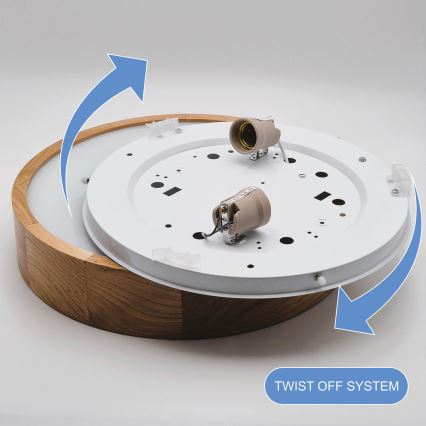 Brilagi - LED Deckenleuchte CARVALHO 2xE27/60W/230V Eiche Ø 37,5 cm