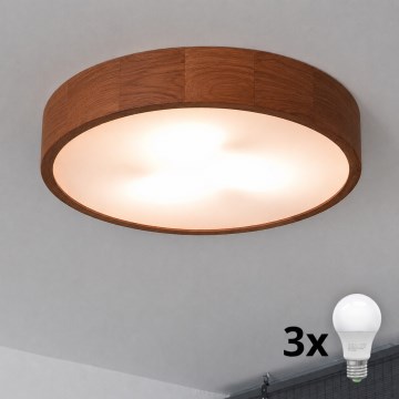 Brilagi - LED-Deckenleuchte CARVALHO 3xE27/15W/230V Eiche-Kirsche Ø 47 cm