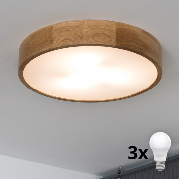 Brilagi - LED Deckenleuchte CARVALHO 3xE27/15W/230V Eiche Ø 47,5 cm