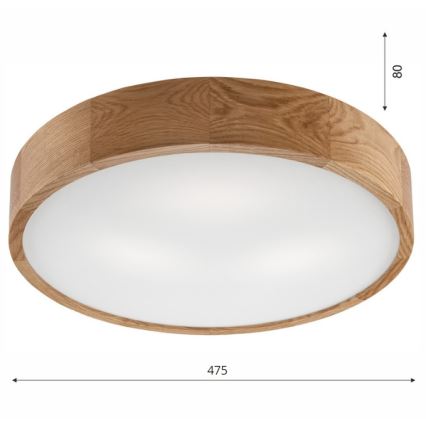 Brilagi - LED Deckenleuchte CARVALHO 3xE27/15W/230V Eiche Ø 47,5 cm