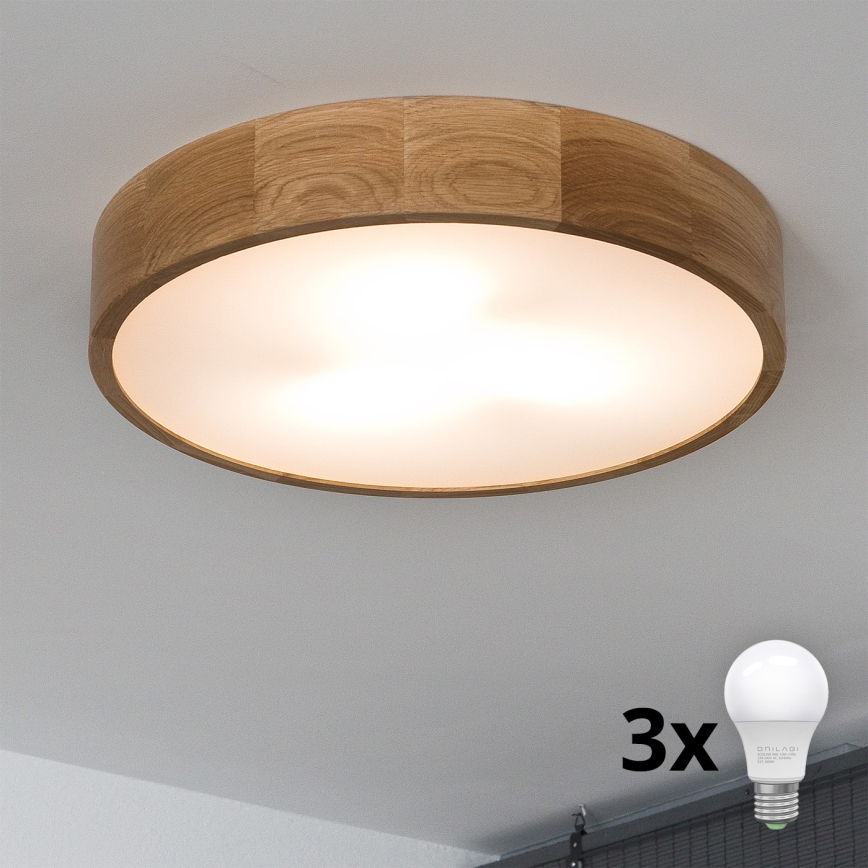 Brilagi - LED-Deckenleuchte CARVALHO 3xE27/60W/230V Eiche d 47,5 cm