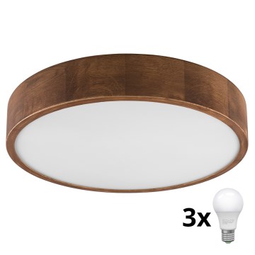 Brilagi - LED-Deckenleuchte CARVALHO 3xE27/60W/230V Eiche Kirsche d 47 cm