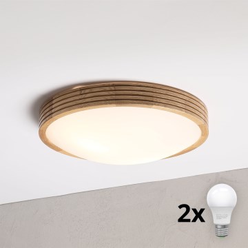 Brilagi - LED-Deckenleuchte CARVALHO MODERN SLIM 2xE27/60W/230V Ø 37,5 cm Eiche