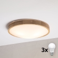 BRILAGI - LED-Deckenleuchte CARVALHO MODERN SLIM 3xE27/60W/230V Ø 47,5 cm Eiche
